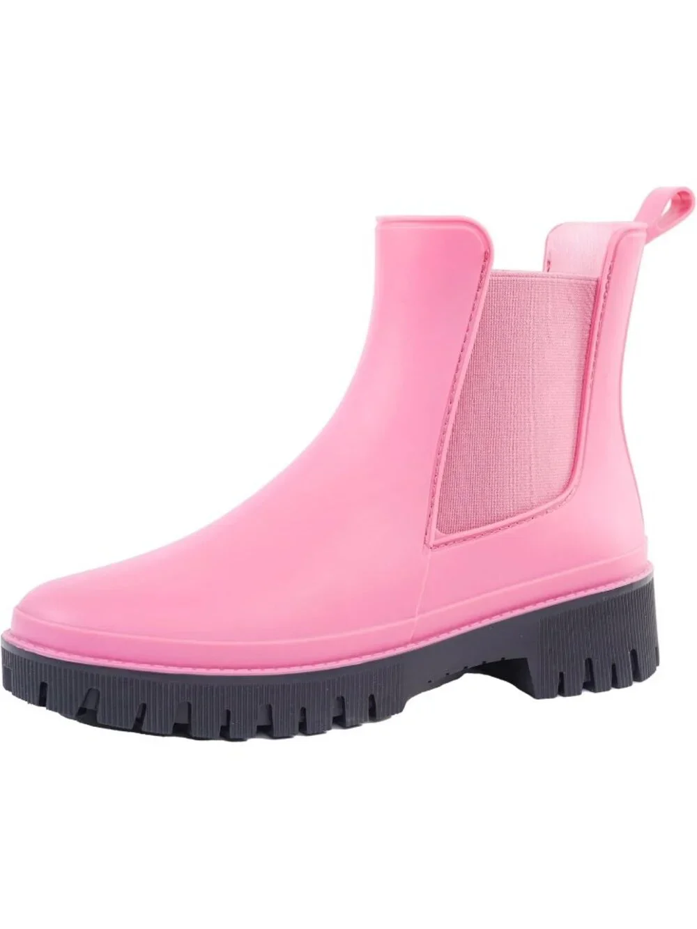 Women's Rose Red Rubber Short Chelsea Waterproof Rain Boots For Ladies